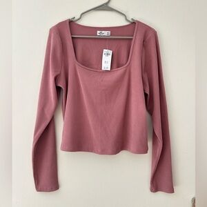 NWT cozy ribbed seamless fabric square neck top